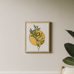 Olive Rest embroidered painting on a wall